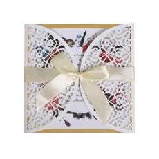 White Square Invitation Card New Wedding Invitation Modern Marriage Invitation Laser Cut